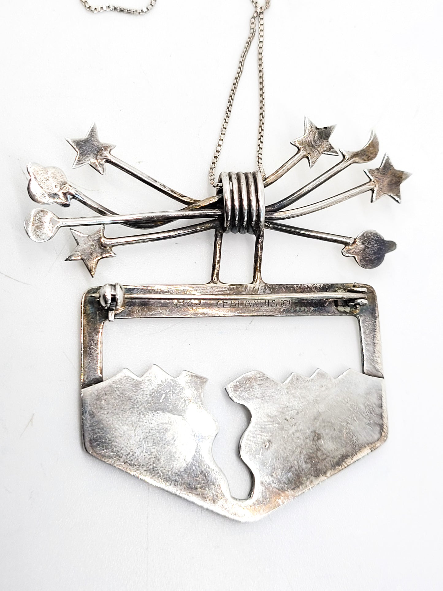 Zealandia Celestial sky over the mountains vintage sterling silver necklace brooch RARE