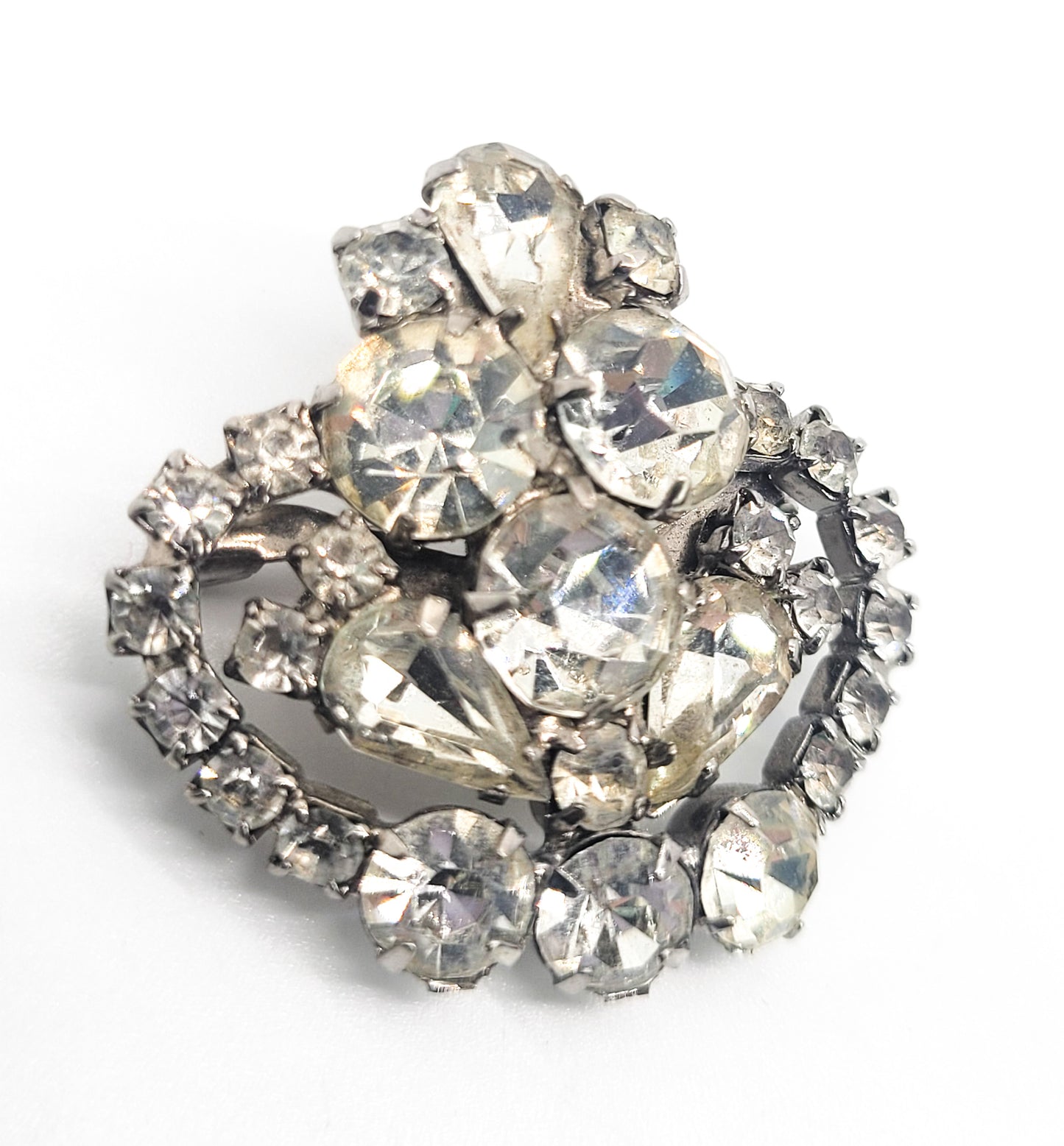 Clear rhinestone Crown beautiful sparkling mid century vintage brooch