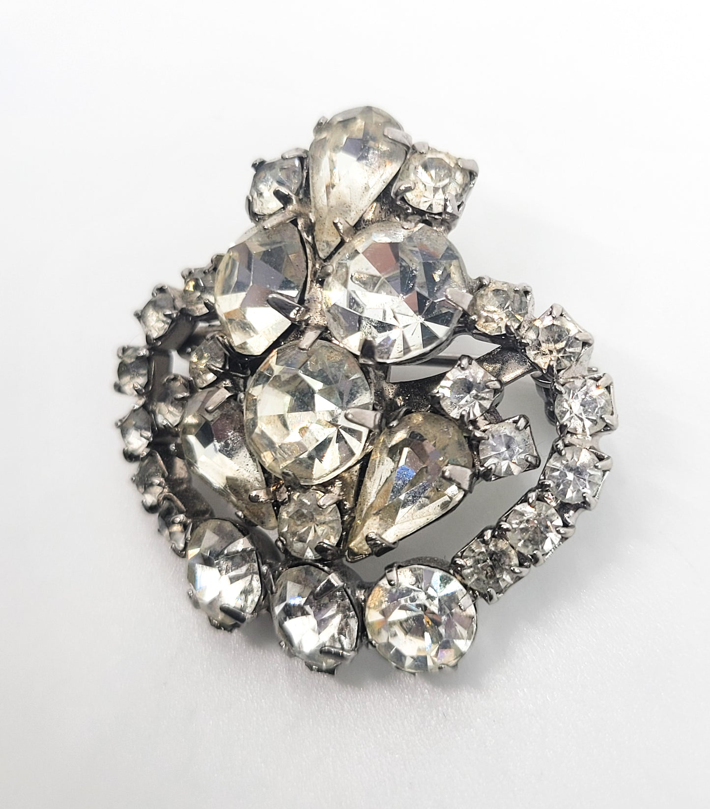 Clear rhinestone Crown beautiful sparkling mid century vintage brooch