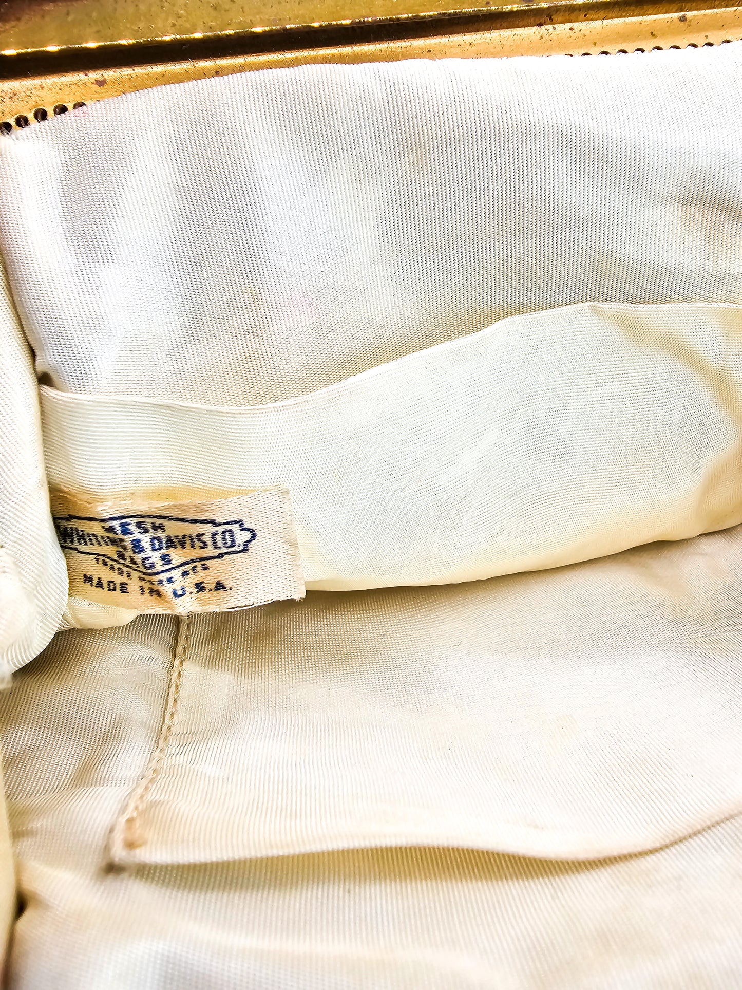 Whiting and Davis white bubble rhinestone beaded purse with accessories