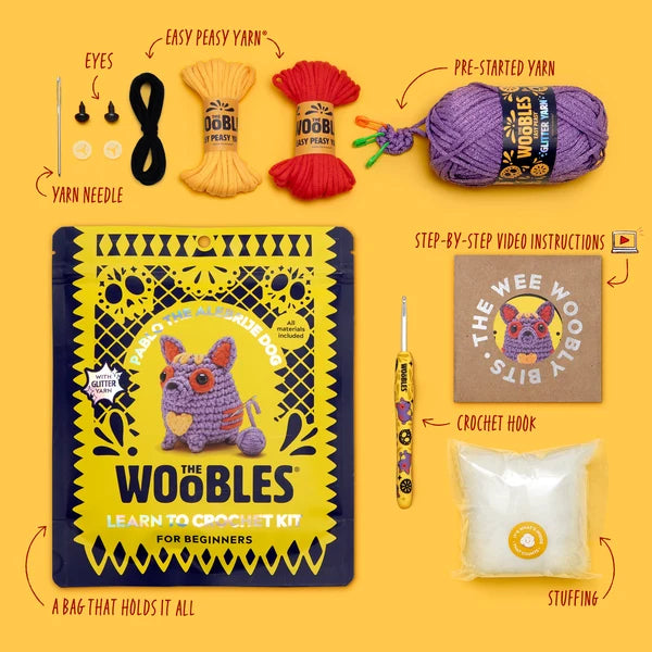 The Woobles Dia De Los Muertos Pablo the Alebrije Dog Crochet Kit *Pre-order*
