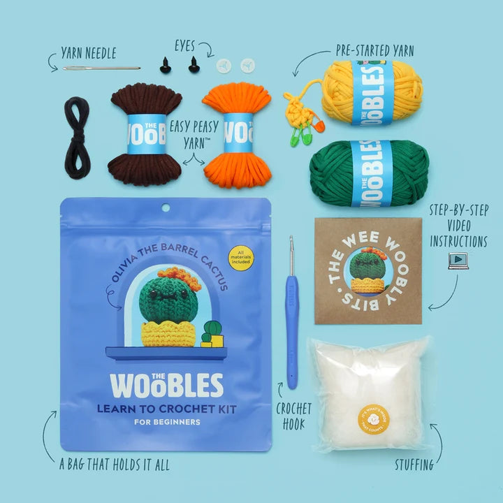 The Woobles Olivia the Barrel Cactus Crochet Kit plants