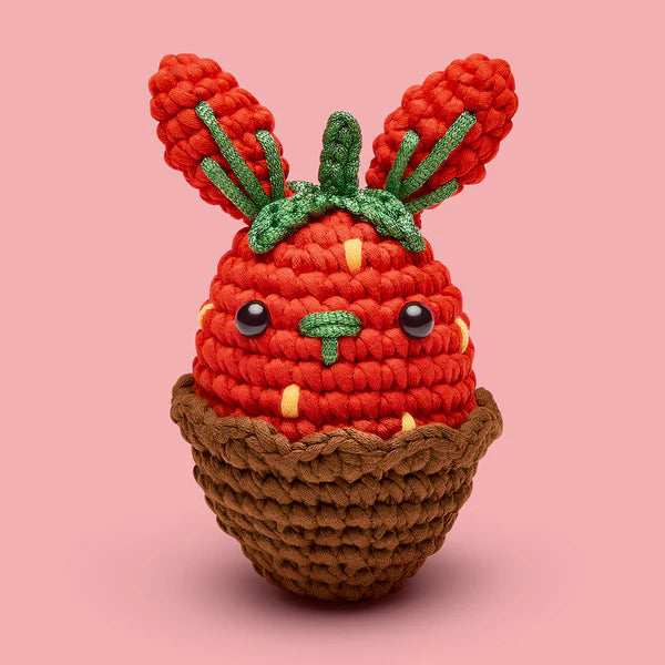 The Woobles Jojo The Bunny: Sweetie Edition Crochet Kit Chocolate Strawberry