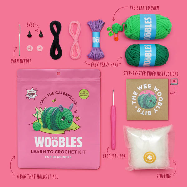 The Woobles Carl the Caterpillar all in one crochet kit