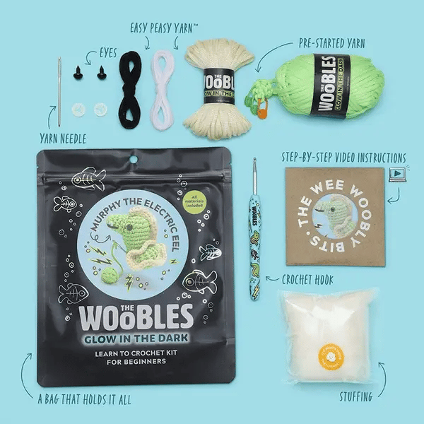 The Woobles Murphy the Electric Eel Crochet Kit Glow in the Dark