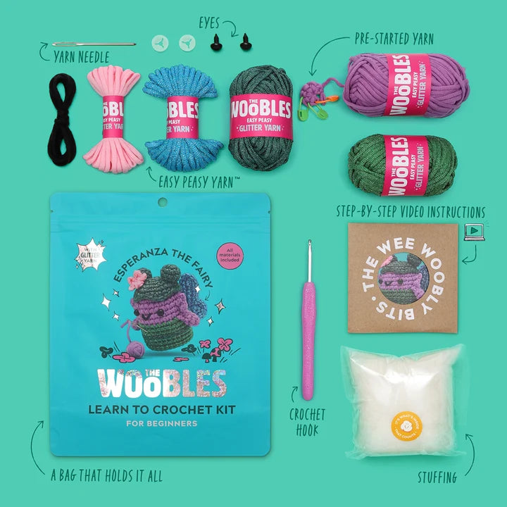 The Woobles Esperanza the Fairy Crochet Kit with glitter yarn