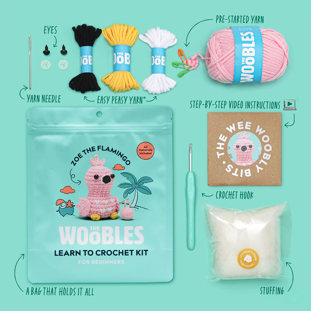The Woobles Zoe the Flamingo Crochet Kit