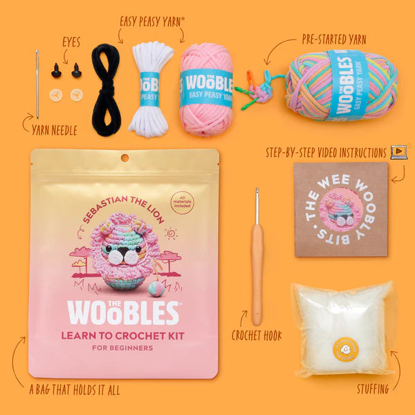 Sebastian the Lion Pastel The Woobles Crochet Kit Limited edition
