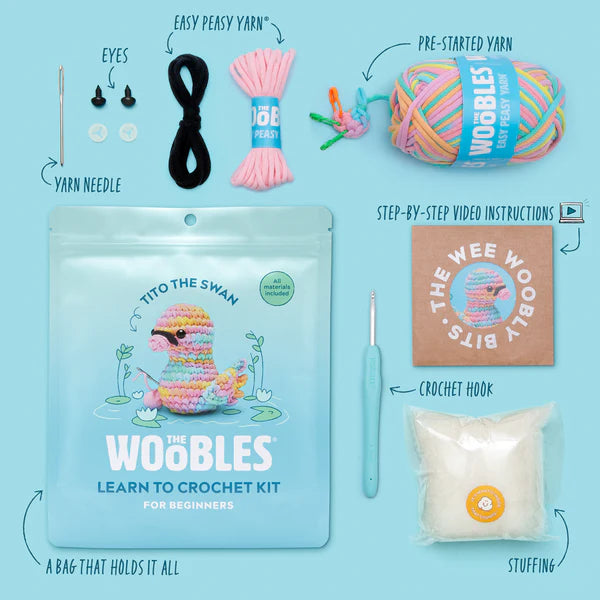 Tito the Swan Pastel Crochet Kit The Woobles limited edition  *in stock*
