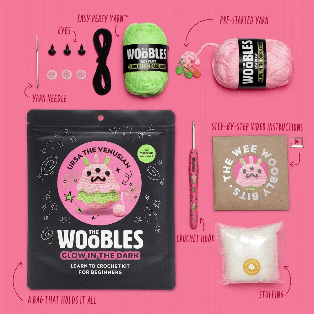 The Woobles Ursa the Venusian Crochet Kit Glow in the Dark