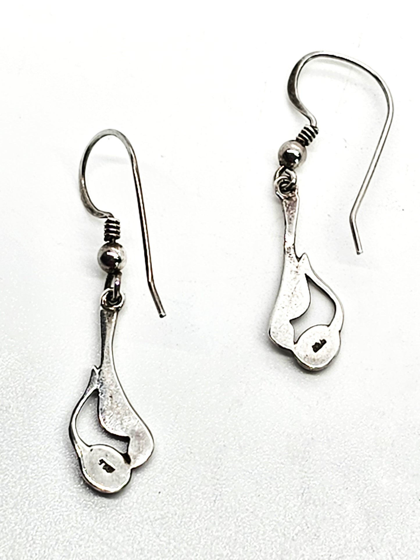 Black onyx sterling silver vintage modernist artisan earrings