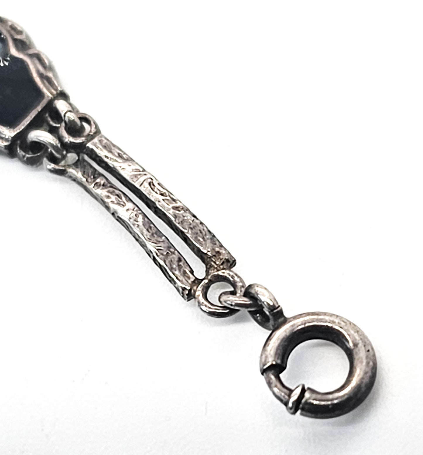 Art Deco black enamel and paste artisan handcrafted antique tennis bracelet