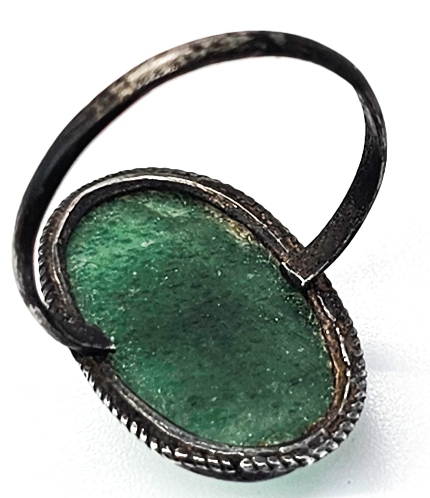 Nephrite Jade vintage green jade gemstone sterling silver ring size 8