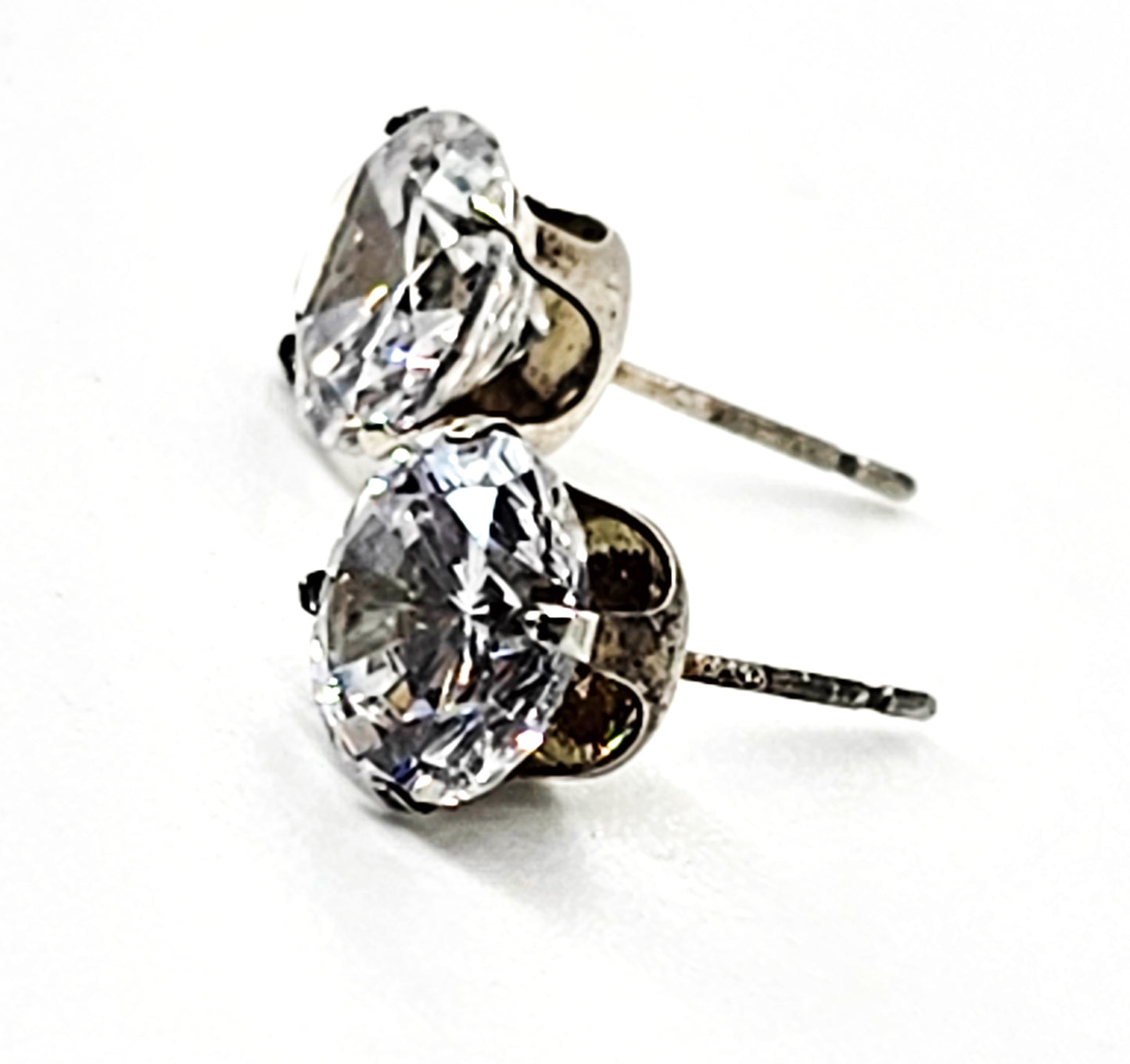 Cubic Zirconia CZ 2ct clear prong set solitaire sterling silver stud earrings
