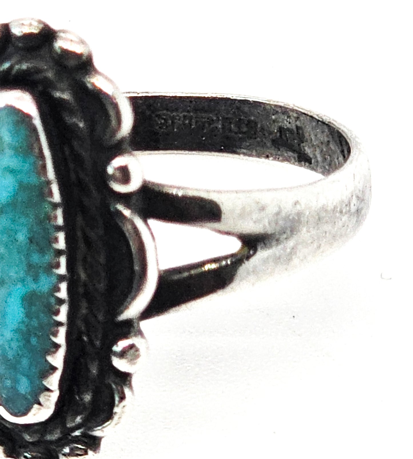 Wheeler Manufacturing Turquoise split shank vintage sterling silver ring size 9