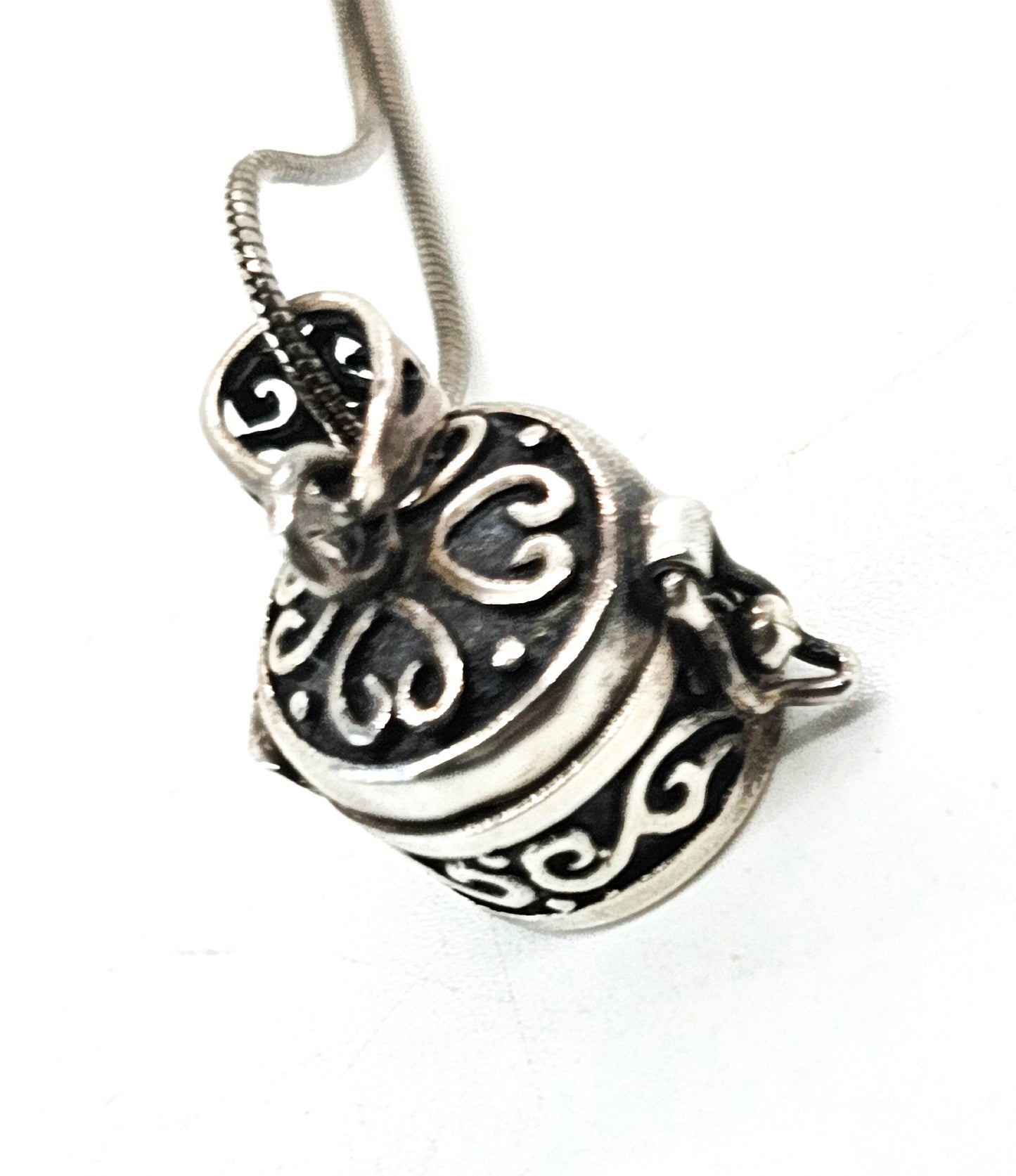 Prayer box small opening poison keepsake sterling silver pendant necklace