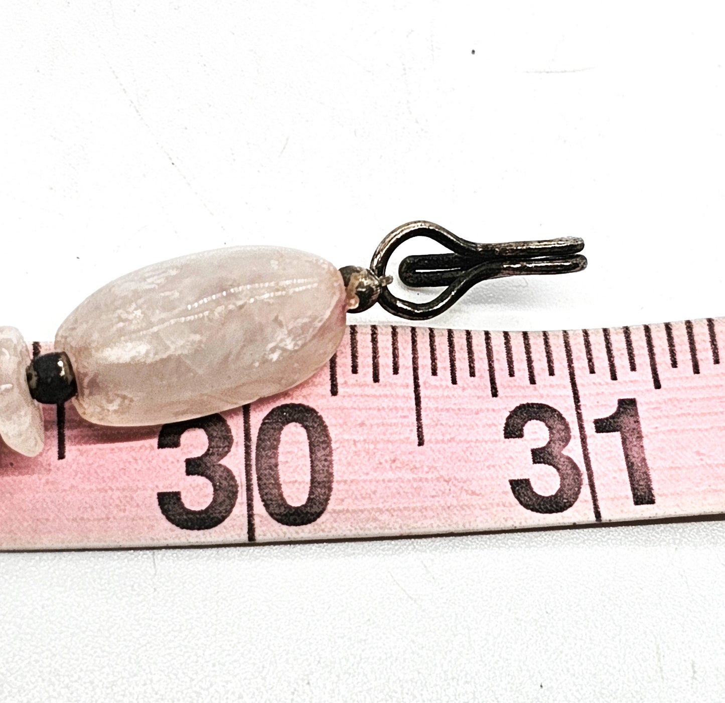 Rose Quartz chunky pink gemstone chip beaded vintage necklace