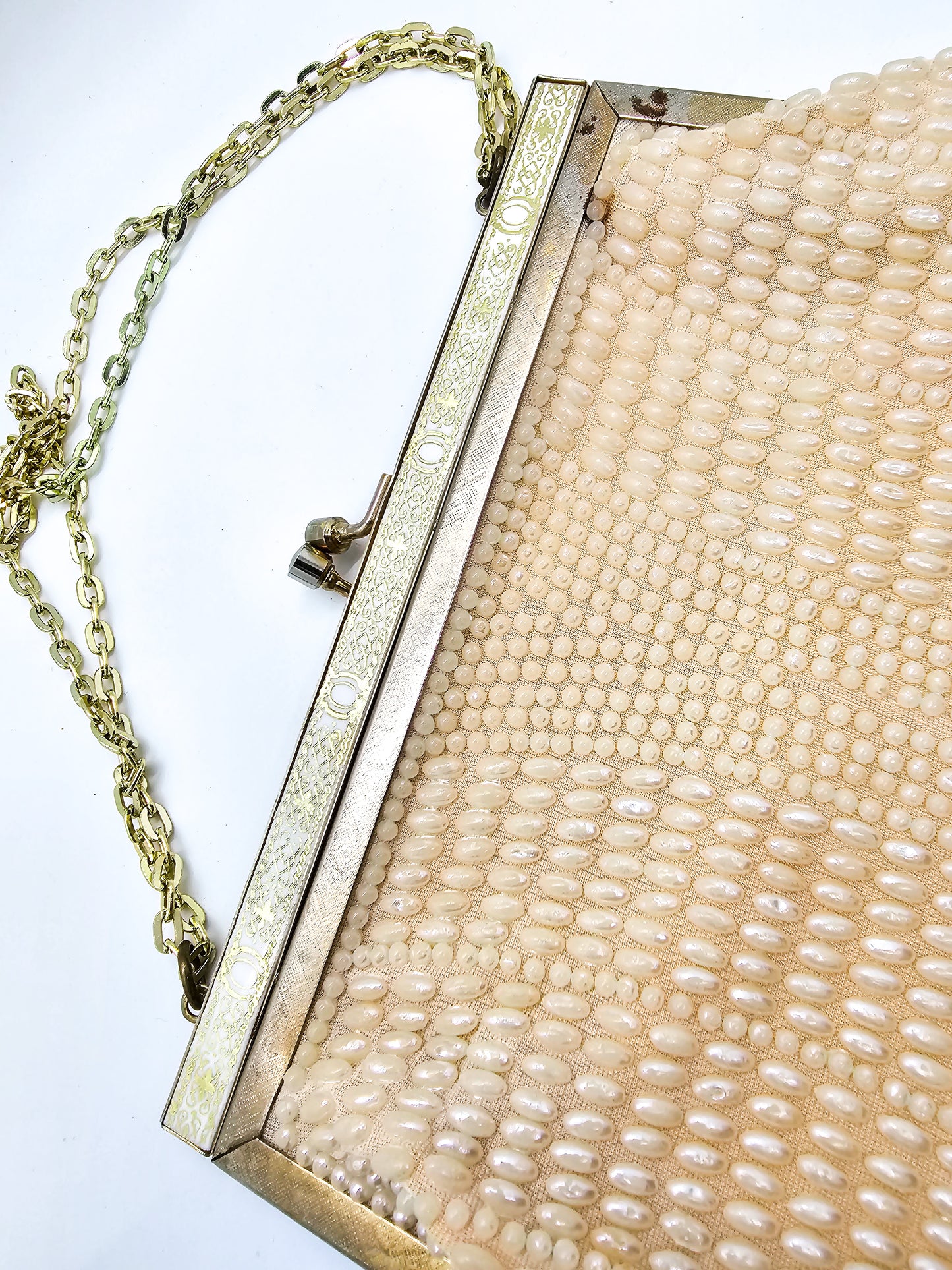 Fine Arts Bag Company Cream vintage beaded pearl purse handbag
