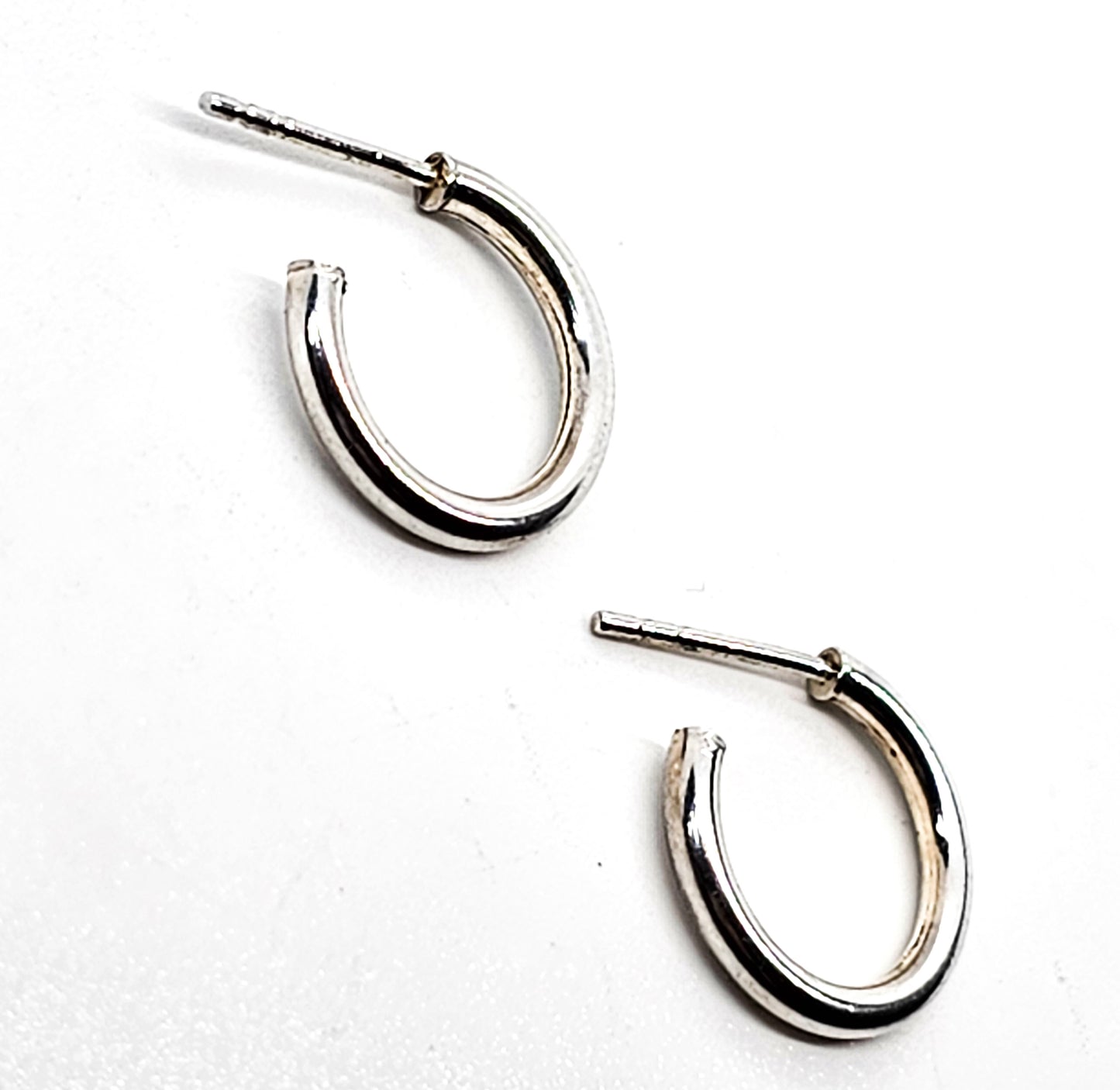 Small 5/8ths inch sterling silver vintage post hoop earrings