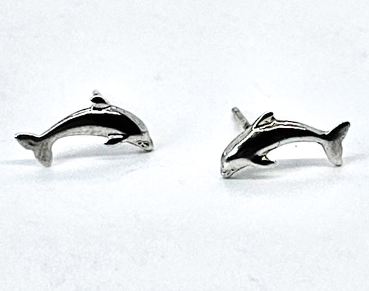 Jumping Dolphin vintage sterling silver stud earrings