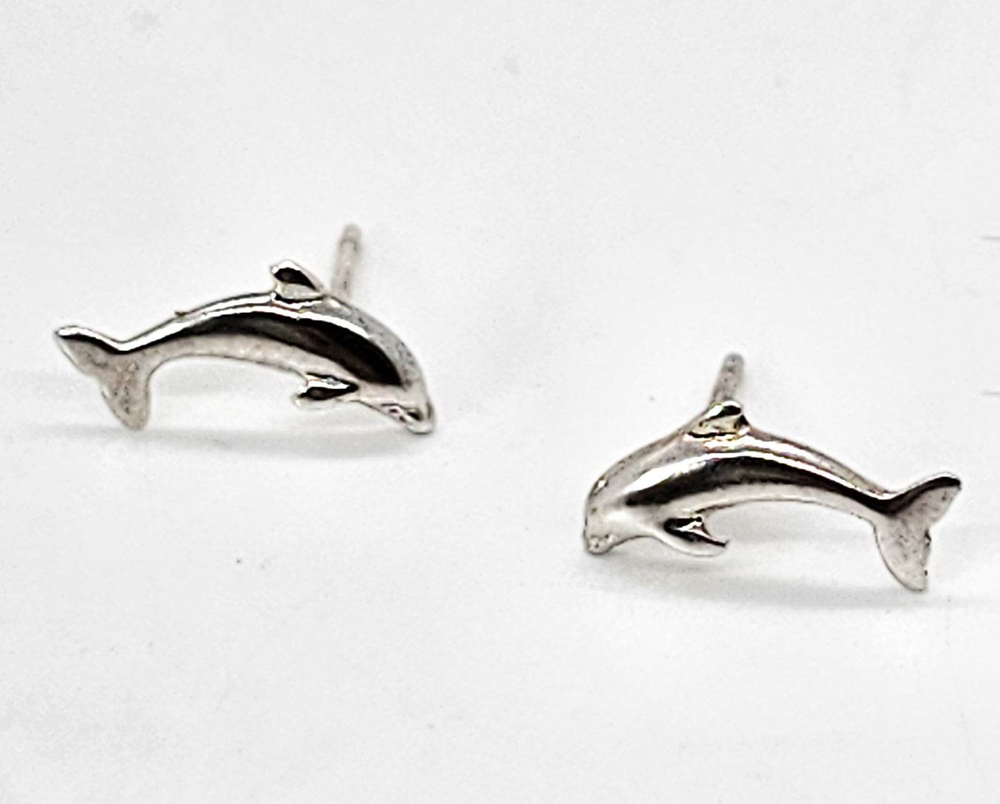 Jumping Dolphin vintage sterling silver stud earrings