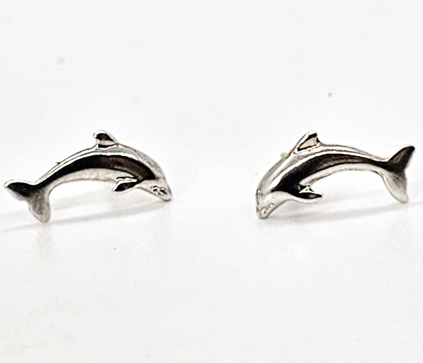 Jumping Dolphin vintage sterling silver stud earrings