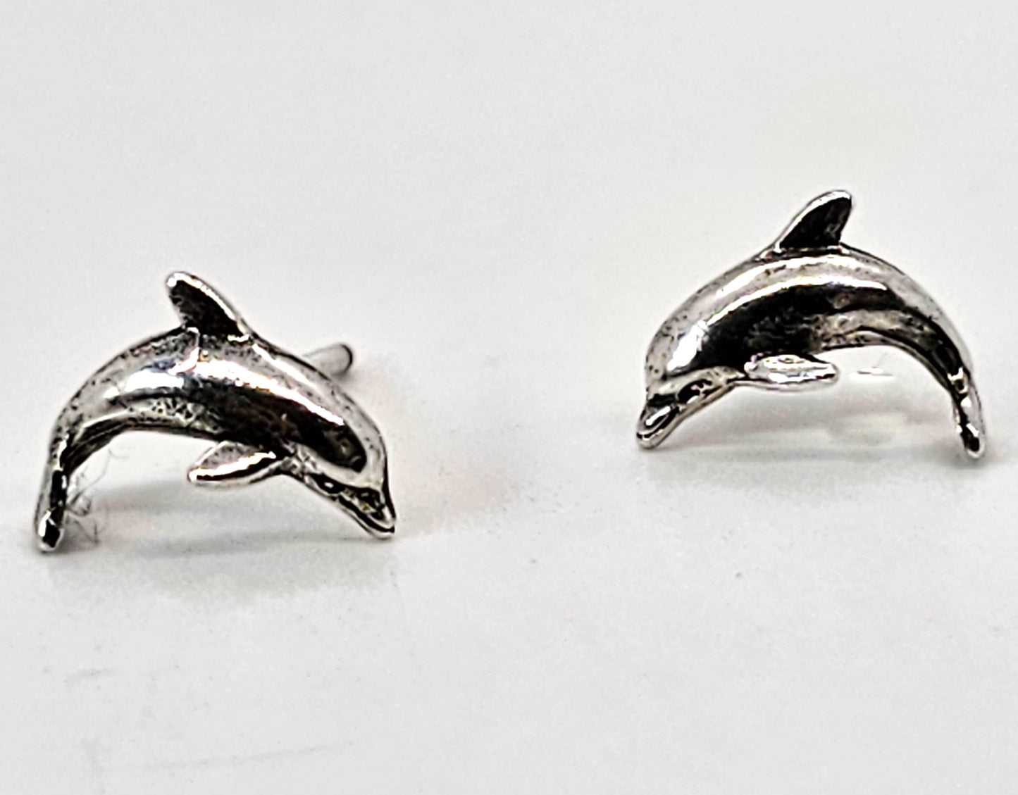 Jumping Dolphin vintage sterling silver stud earrings