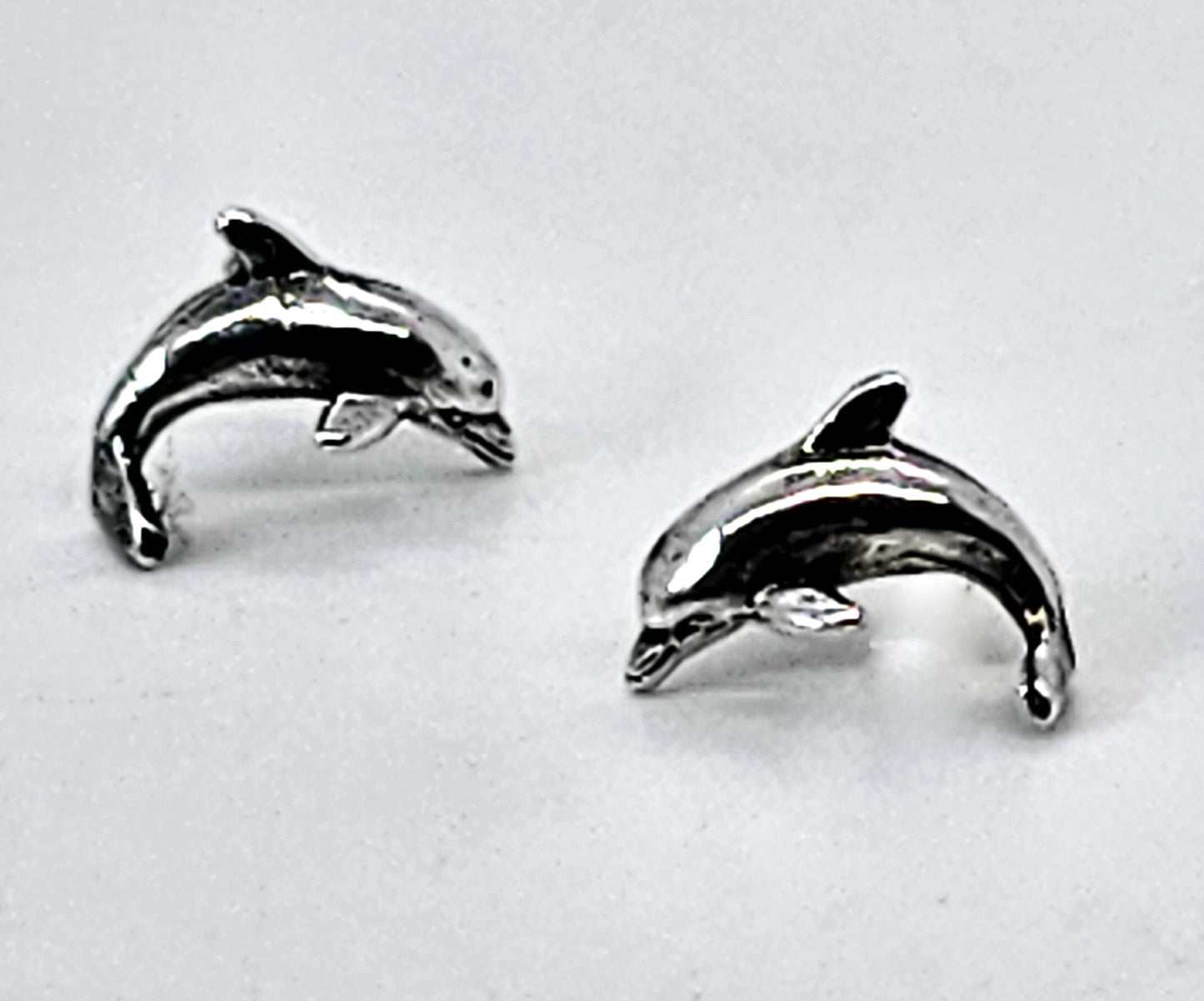 Jumping Dolphin vintage sterling silver stud earrings