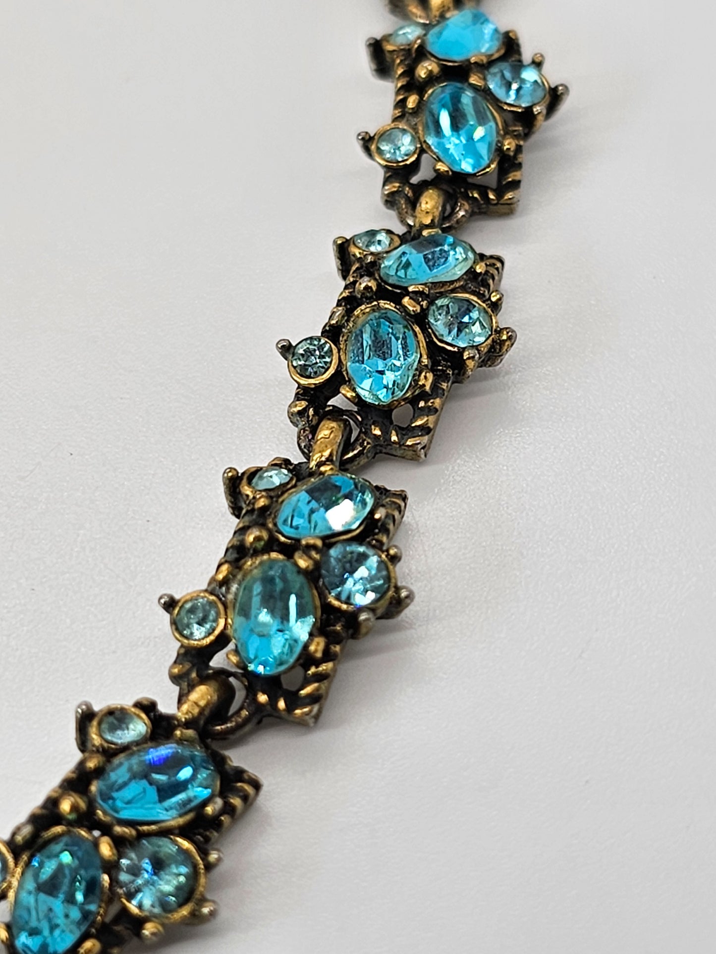 HollyCraft 1953 aqua blue vintage rhinestone collar necklace