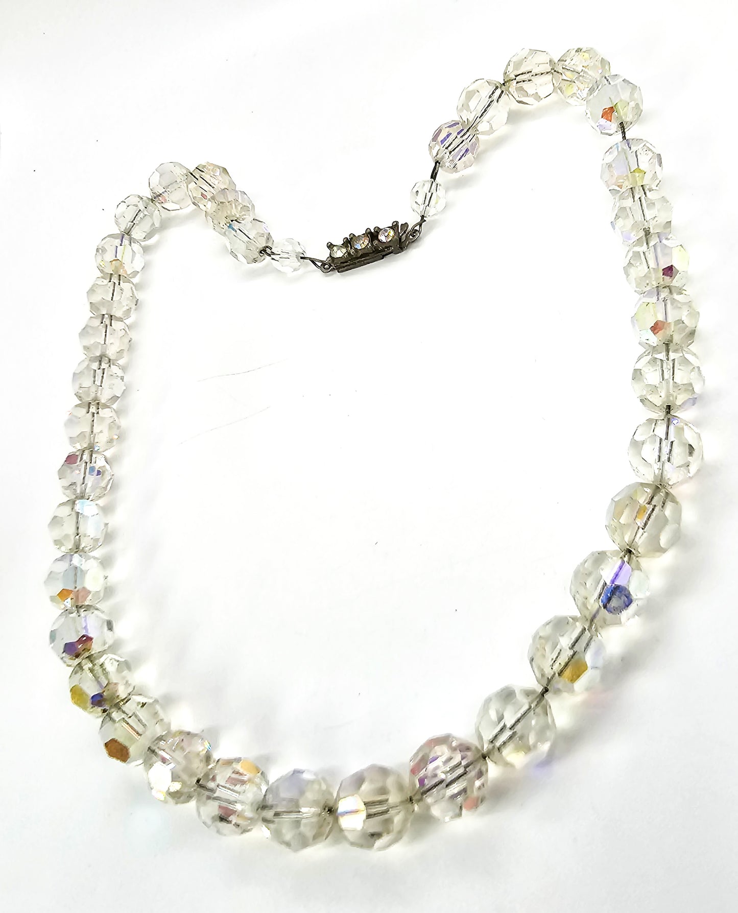 Austrian Crystal Aurora Borealis disco beaded vintage necklace 1960's