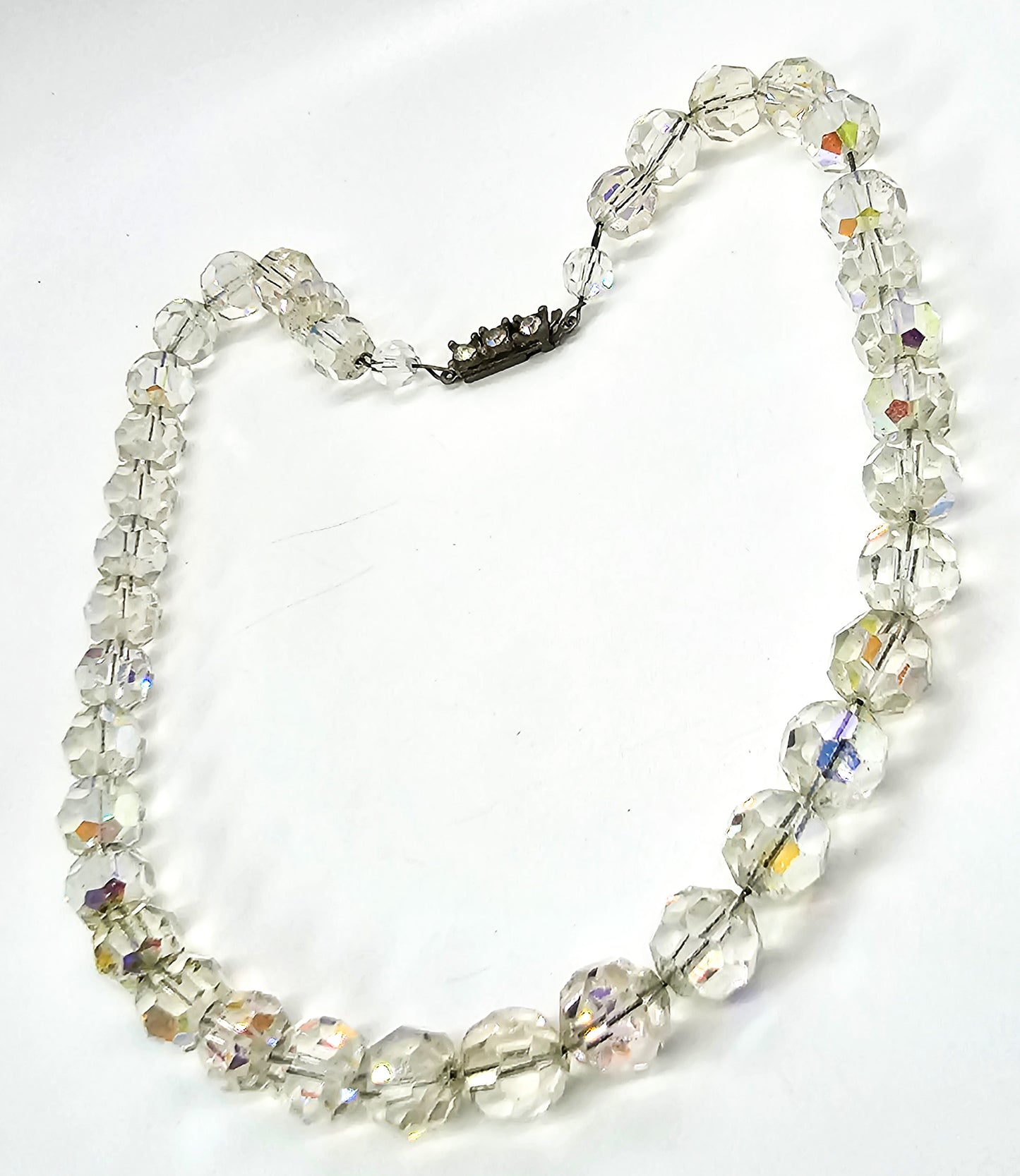 Austrian Crystal Aurora Borealis disco beaded vintage necklace 1960's