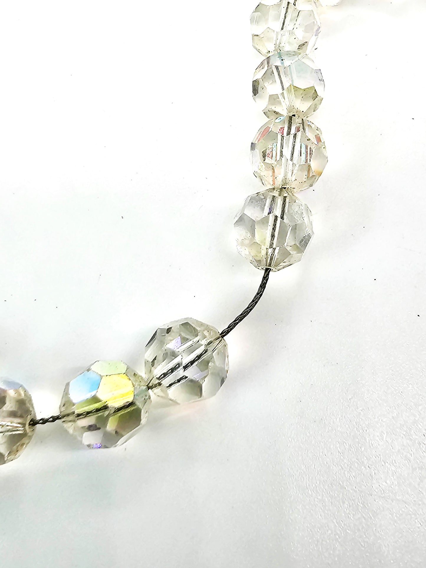 Austrian Crystal Aurora Borealis disco beaded vintage necklace 1960's
