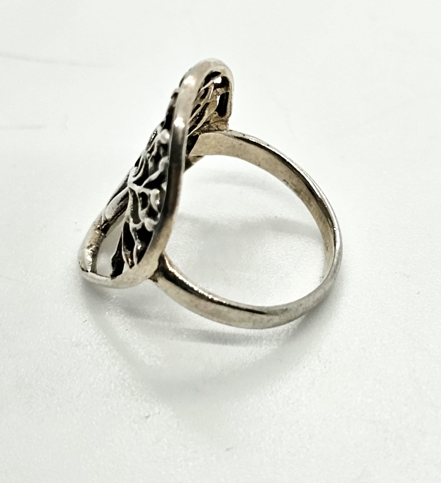 Twisted Tree of Life Celtic knot open work sterling silver ring size 6