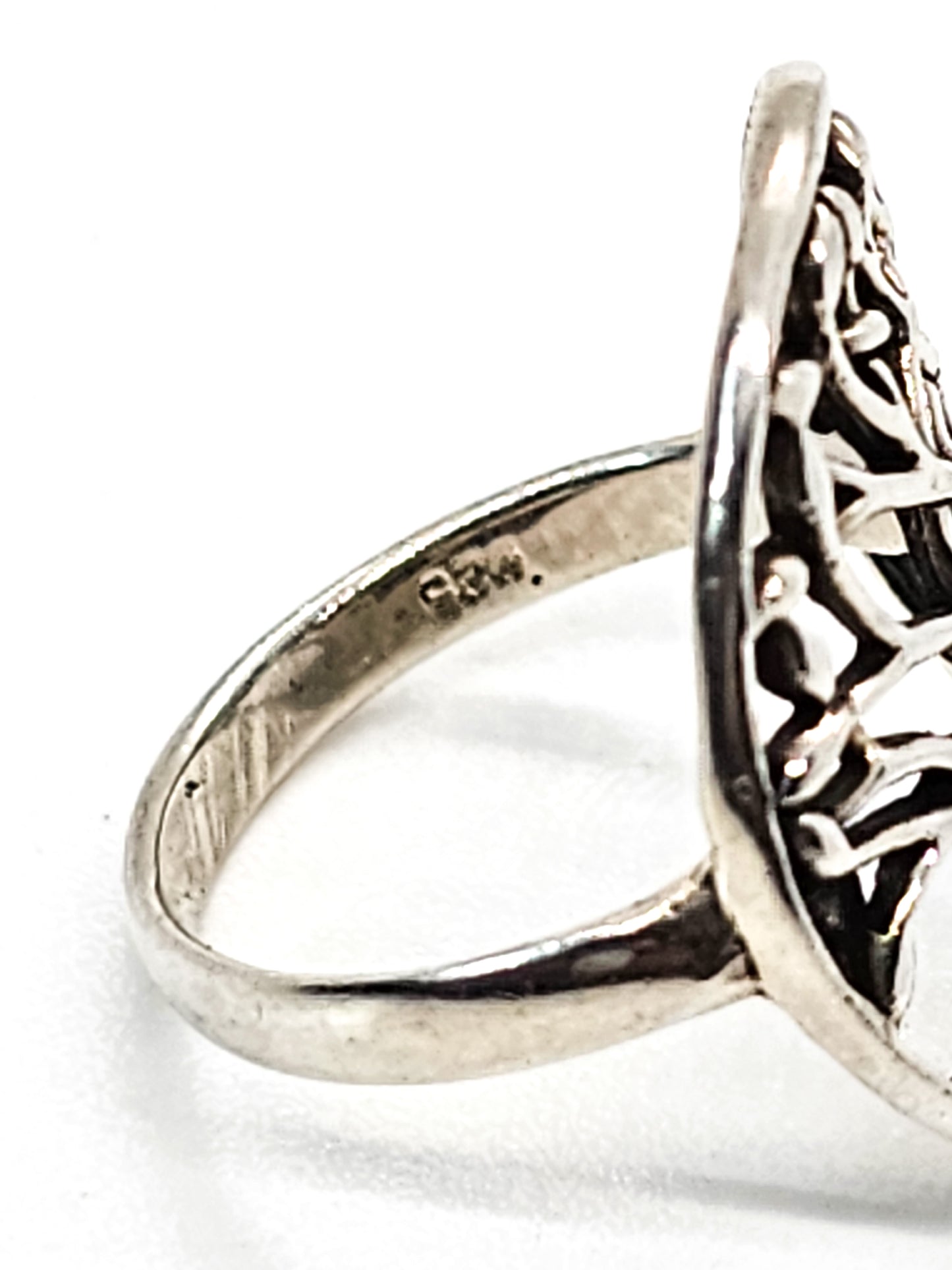 Twisted Tree of Life Celtic knot open work sterling silver ring size 6