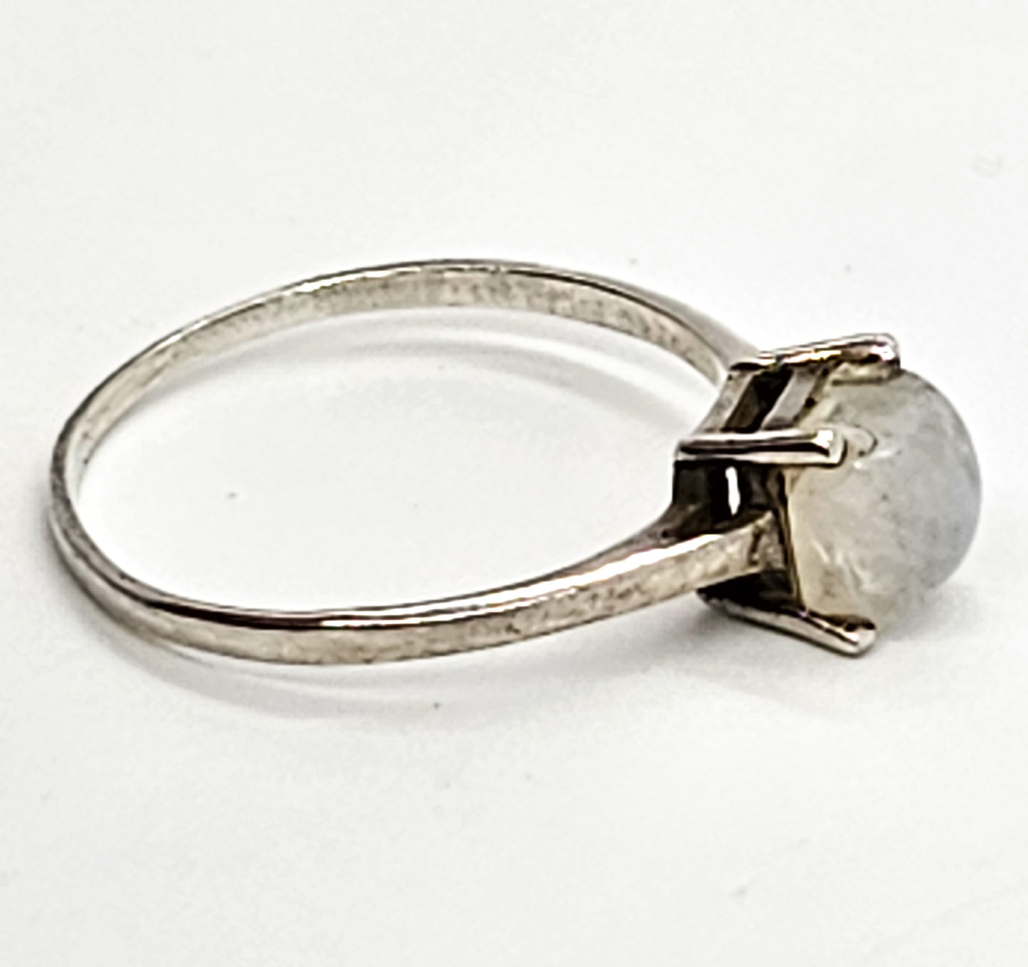 Princess cut flashy blue moonstone minimalist sterling silver ring size 8