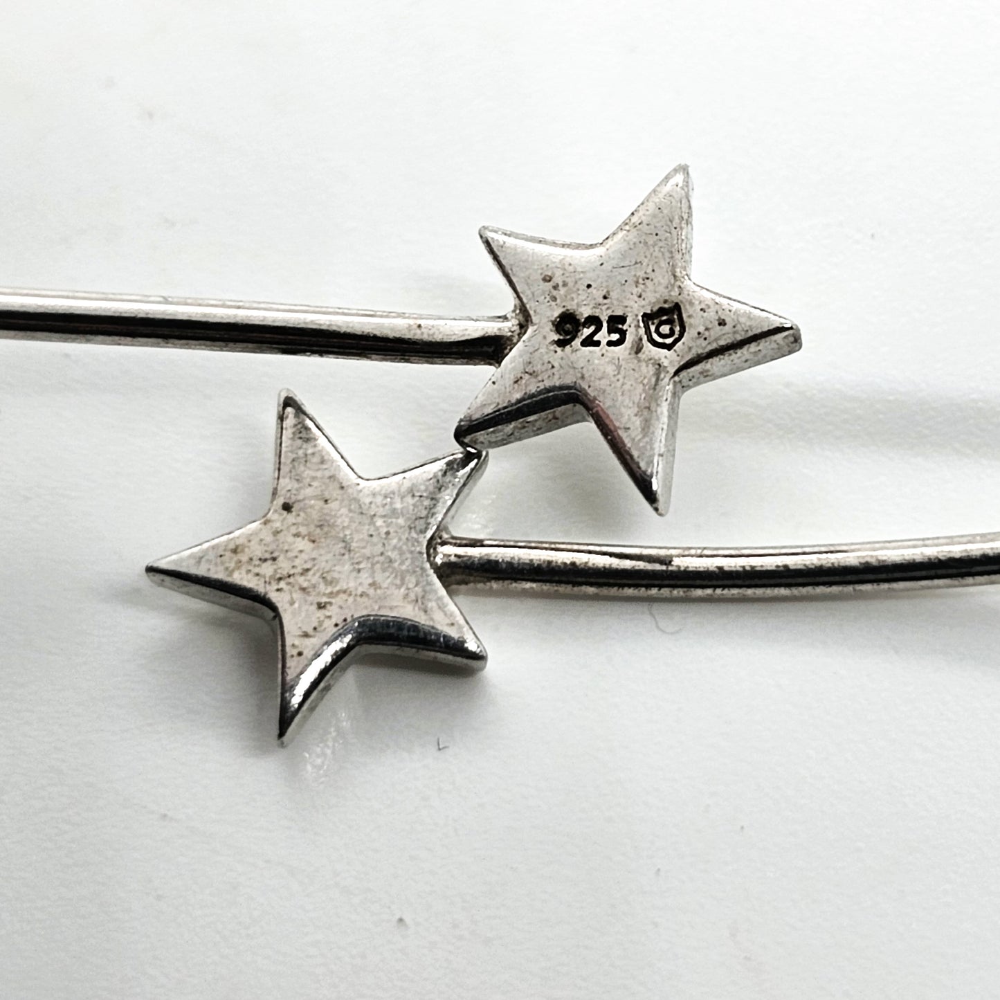 Double shooting star sterling silver twist torsade bangle bracelet