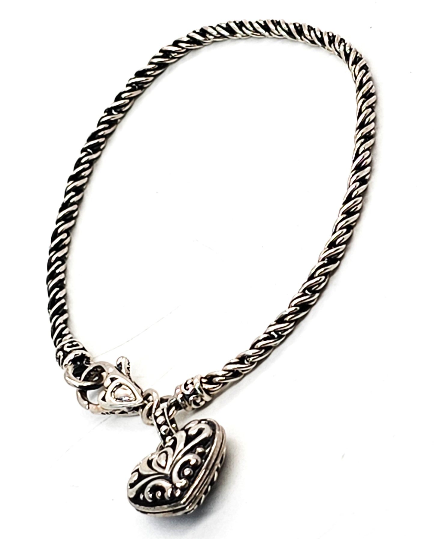 Blooming lotus Balinese style sterling silver scroll heart tennis bracelet