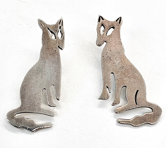 Silver Fox Taxco Mexico vintage sterling silver earrings TR-28