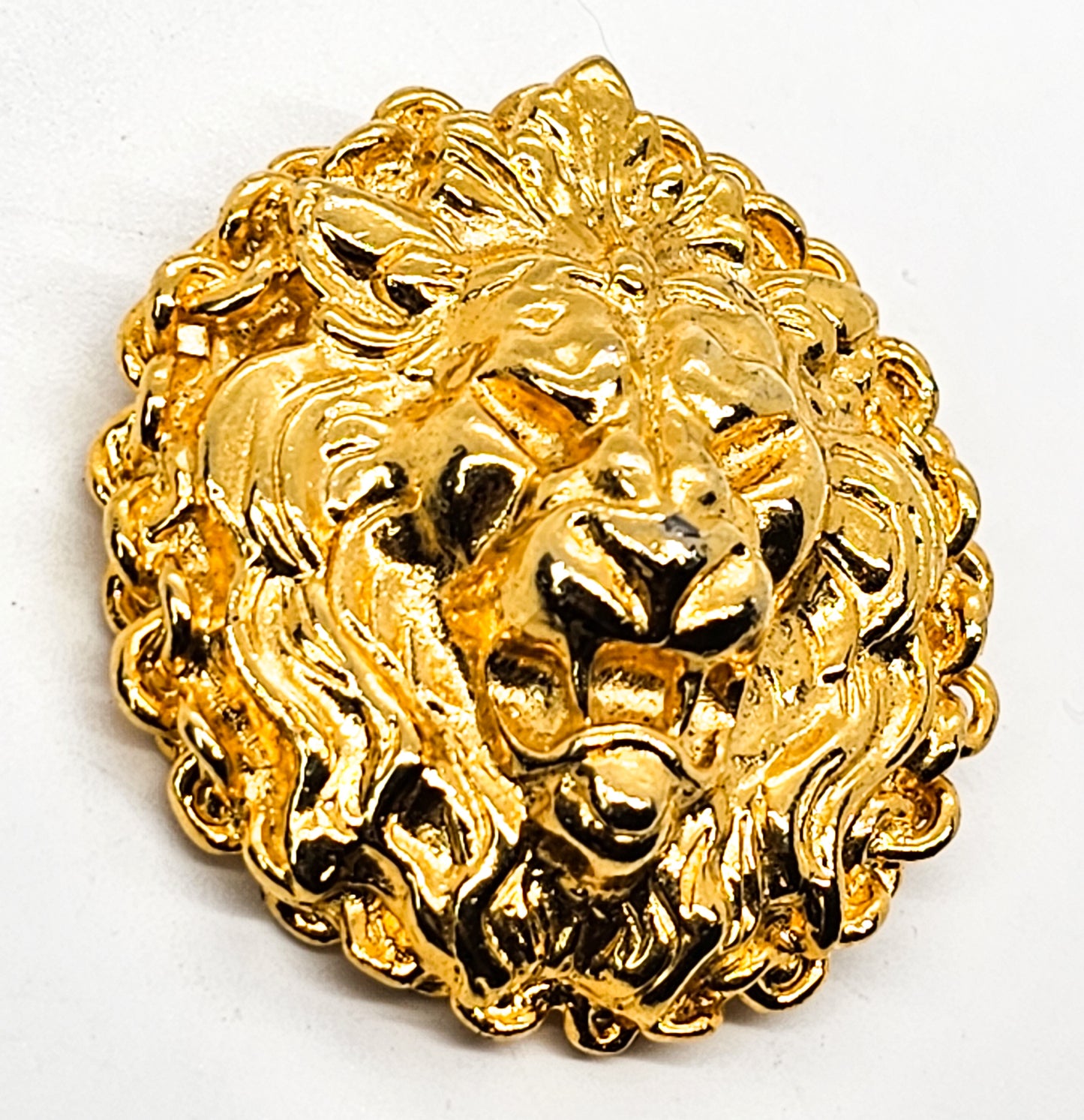 Anne Klein Lion Head 18k gold plated chain frame vintage 80's/90's Brooch