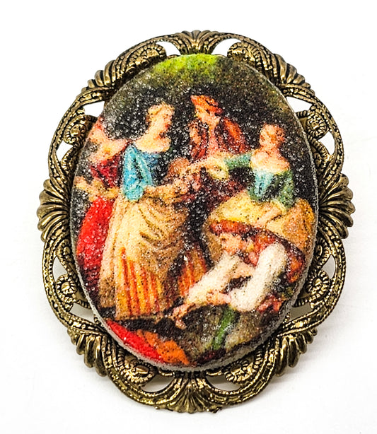 Western Germany sugared cameo Victorian revival dance brooch