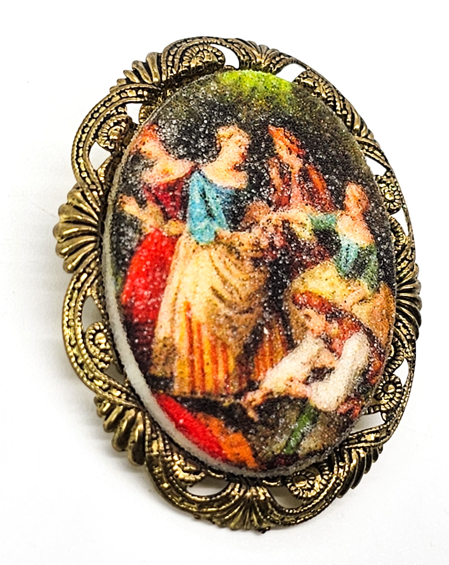 Western Germany sugared cameo Victorian revival dance brooch