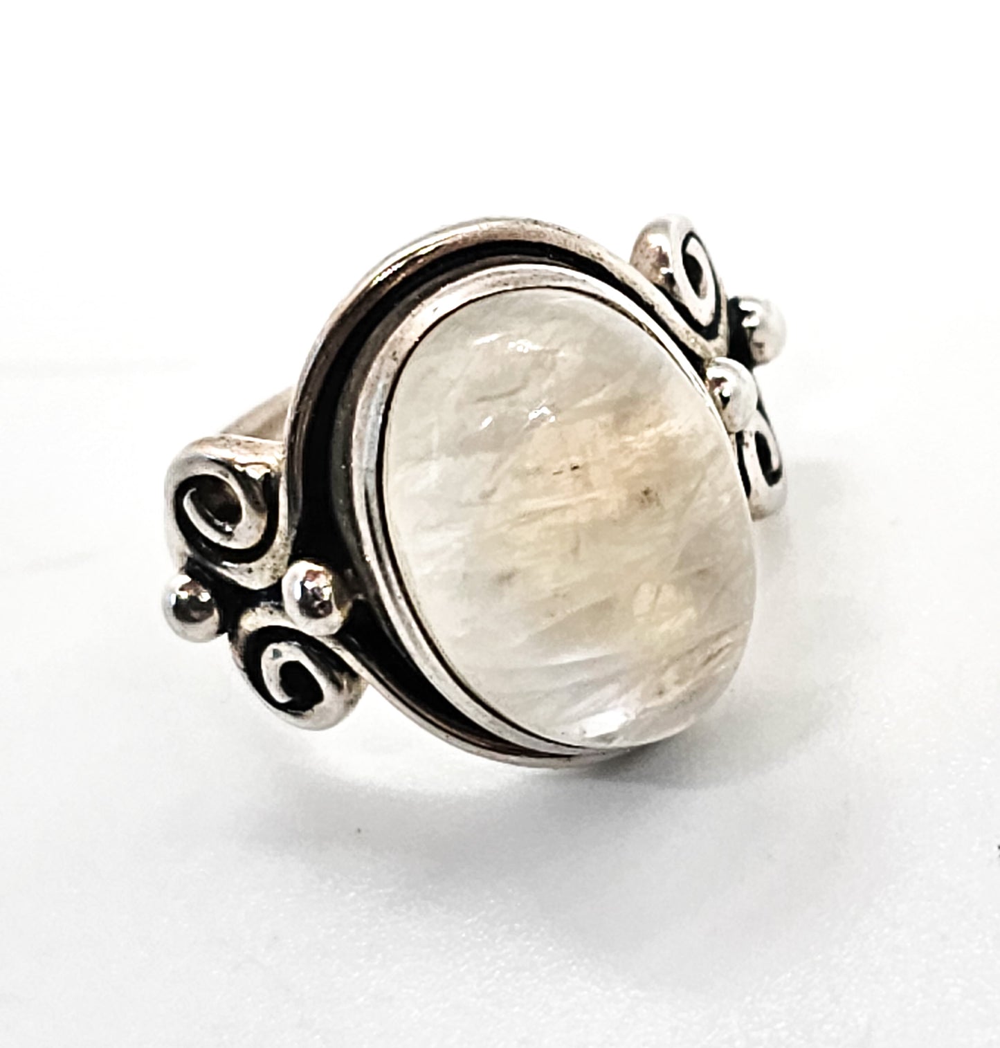 Arya Blue moonstone flashy Bali sterling silver ring size 5