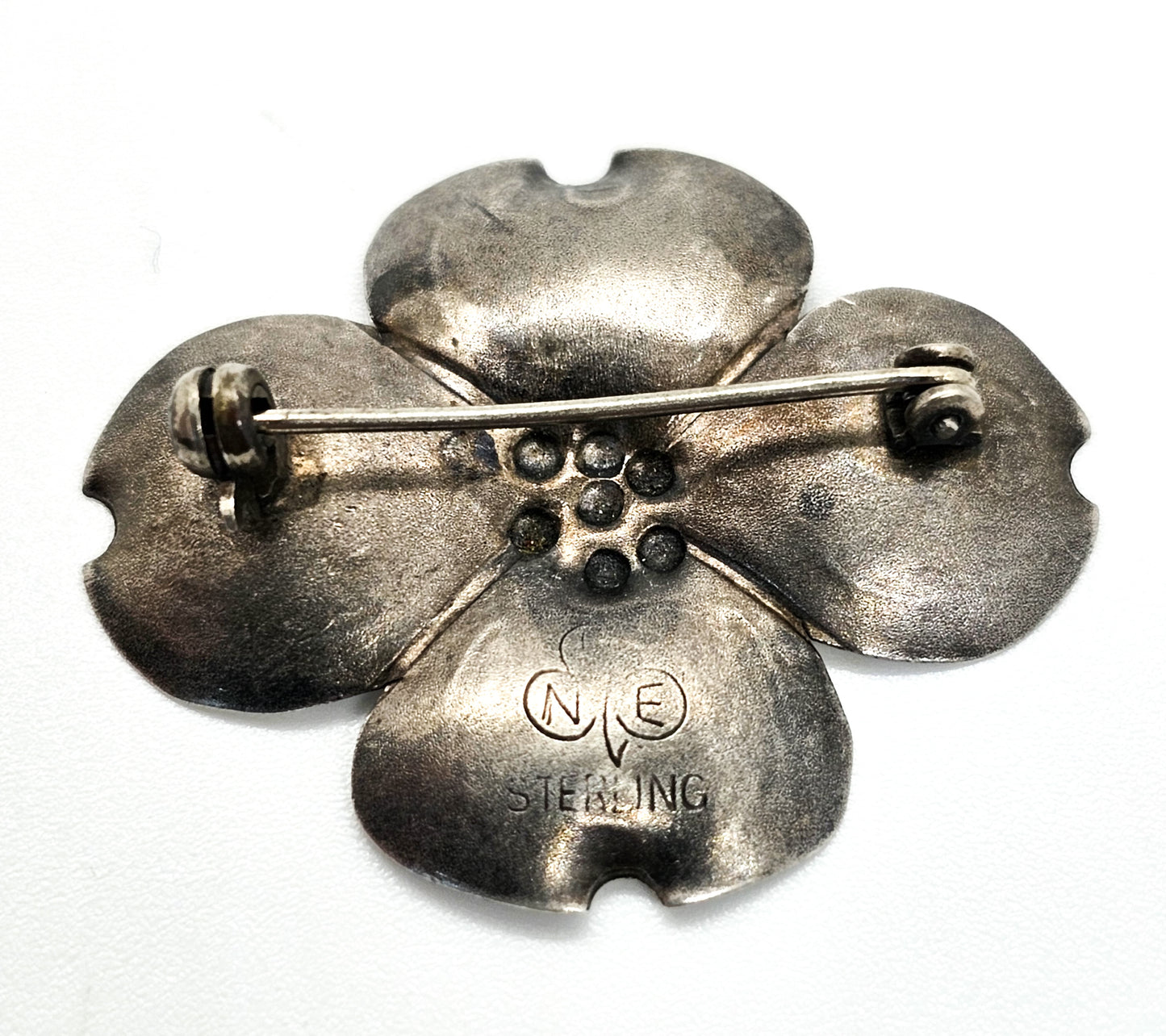 Stuart NYE Dogwood flower sterling silver vintage flower brooch