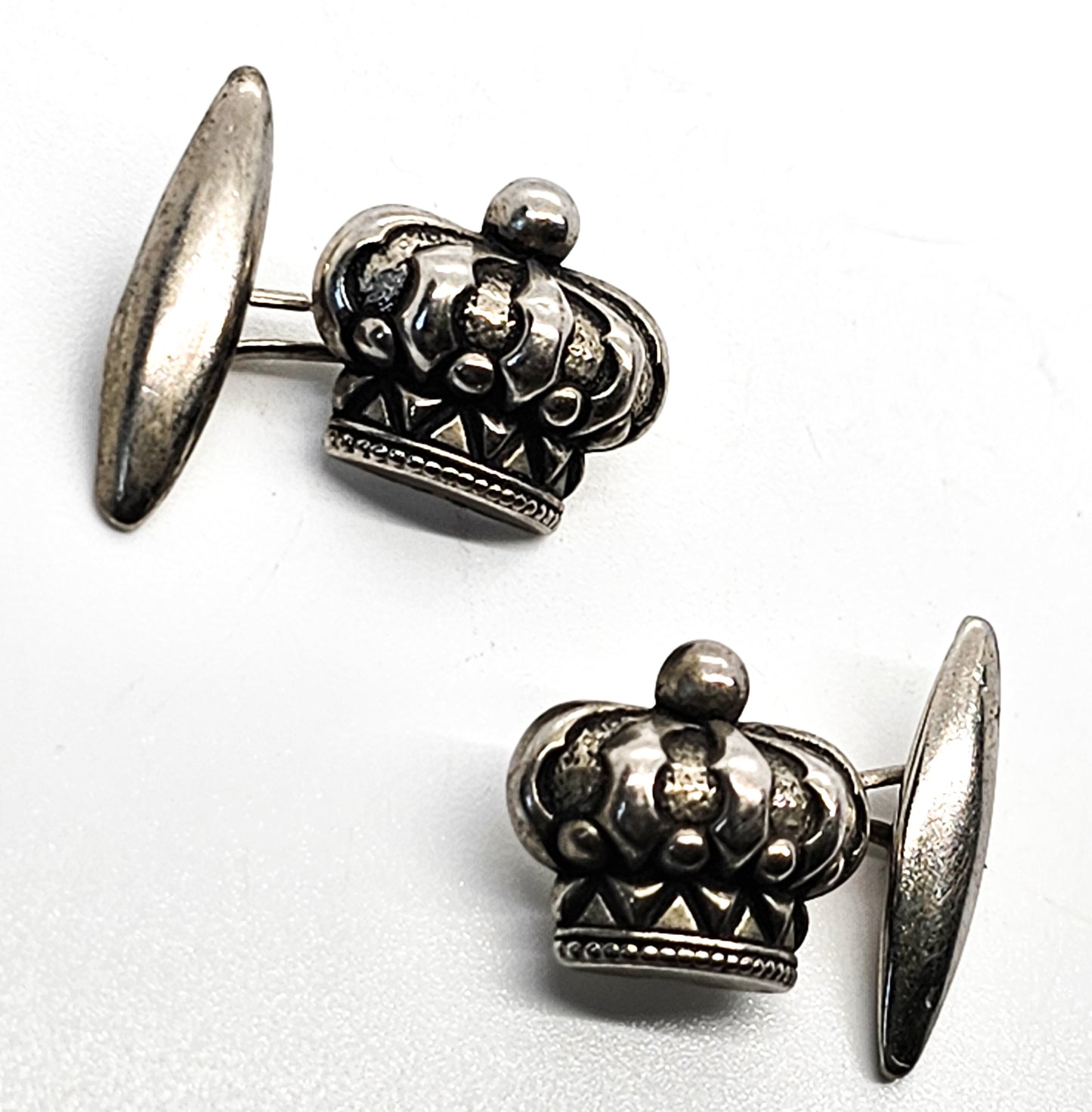 Heraldic crown royal confirmation vintage sterling silver cufflinks