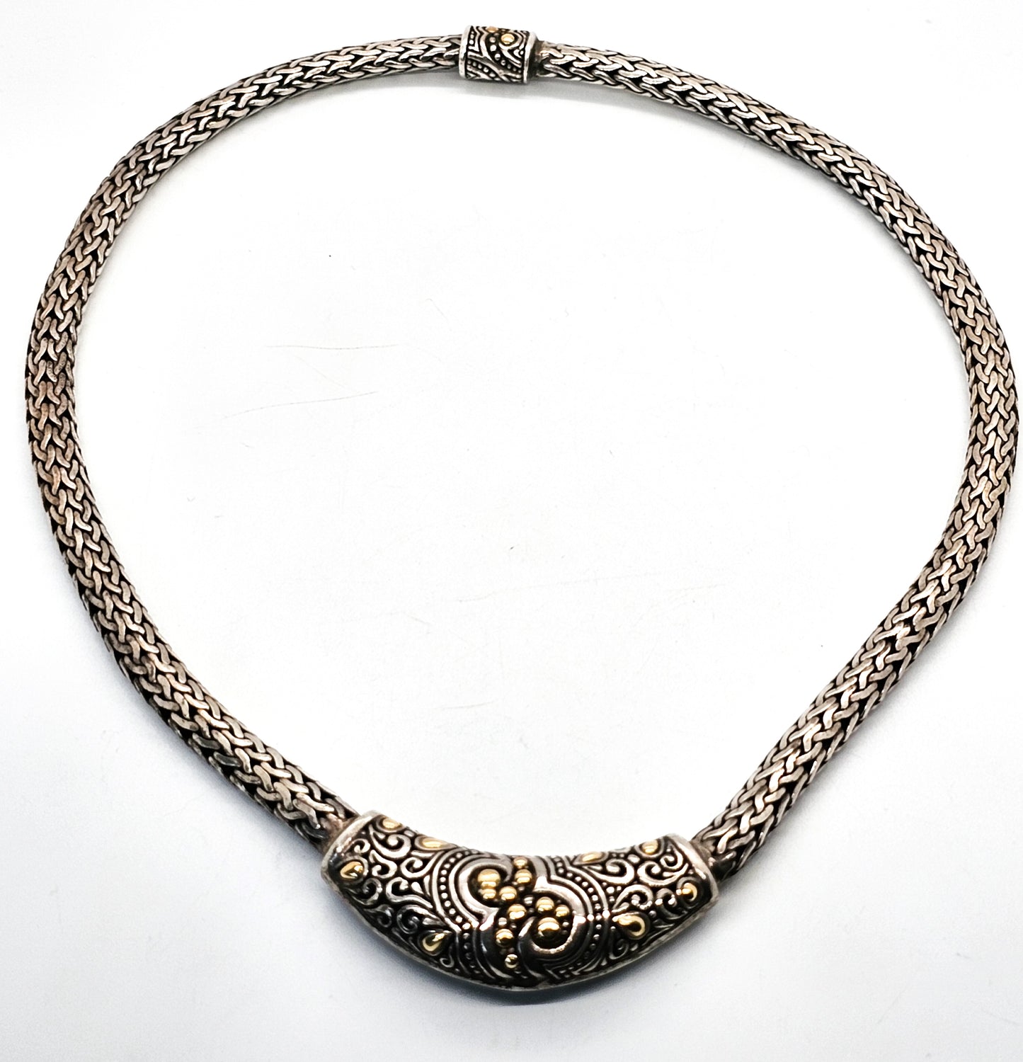 Samuel Benham BJC Tribal Balinese sterling silver 18k gold necklace