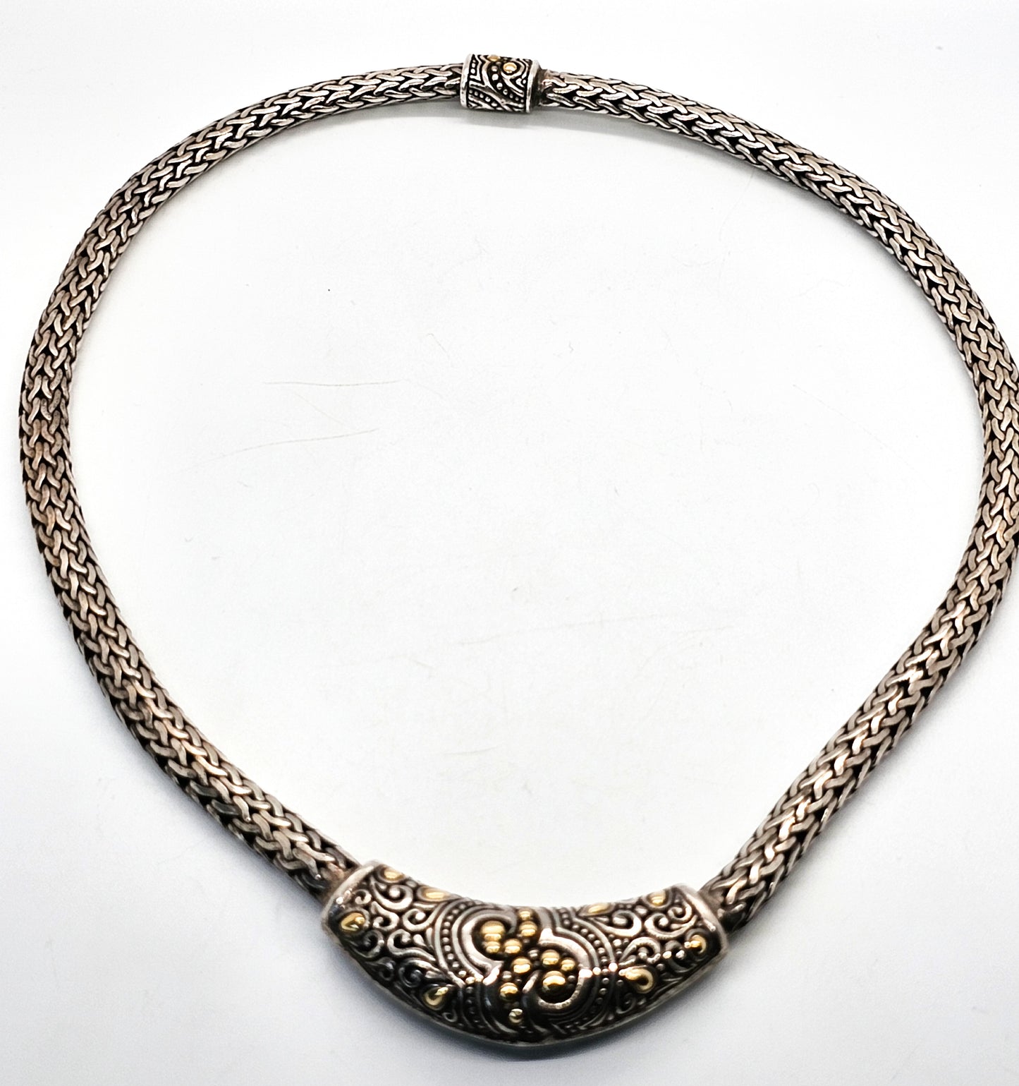 Samuel Benham BJC Tribal Balinese sterling silver 18k gold necklace
