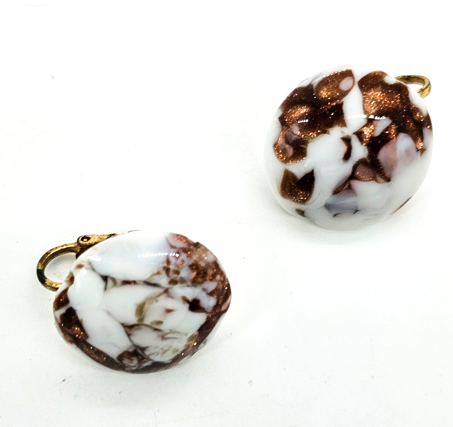 Italian Venetian Murano Avventurina Aventurina milk glass vintage earrings