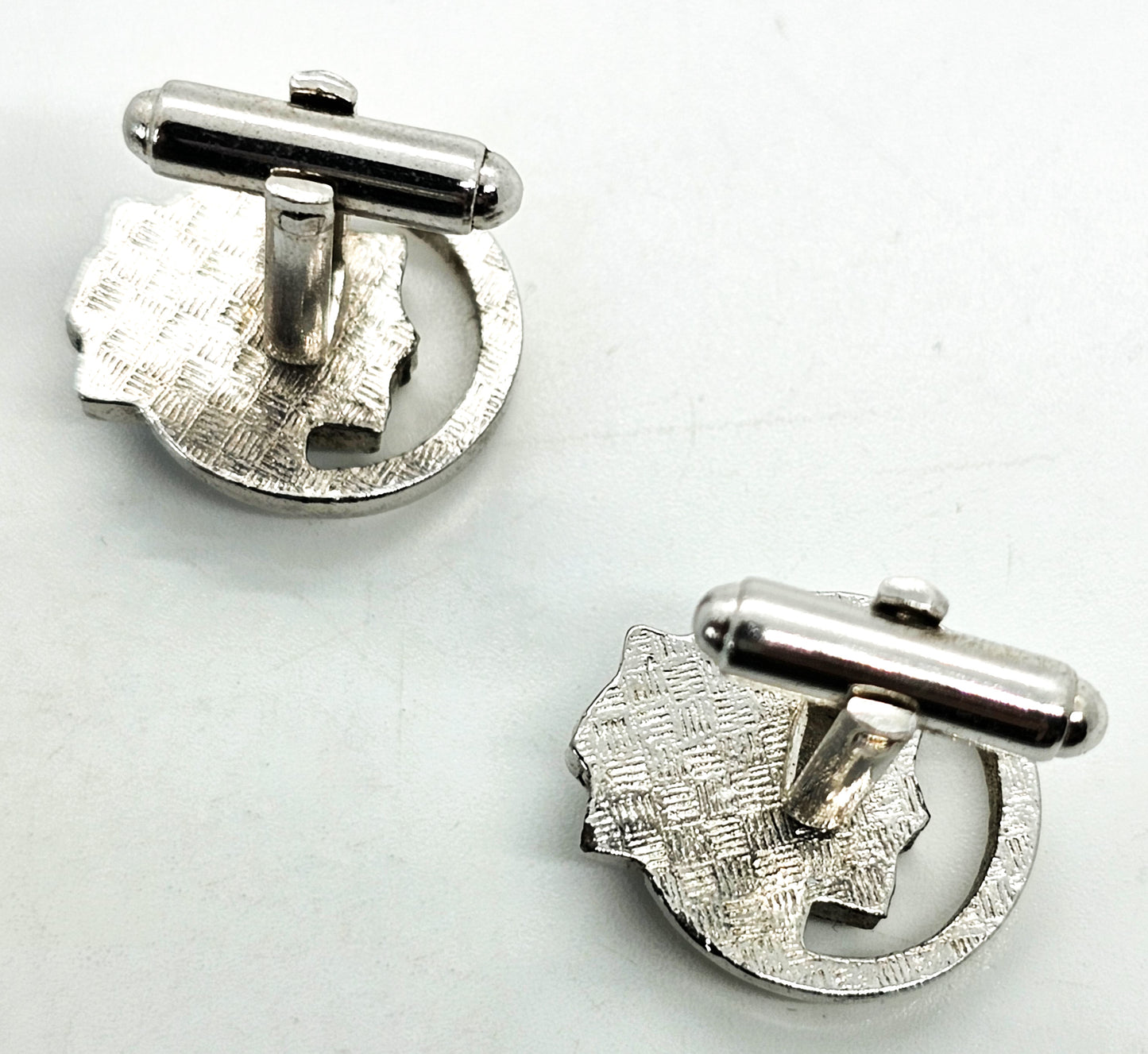 Chevy Car vintage silver toned open work cuff links