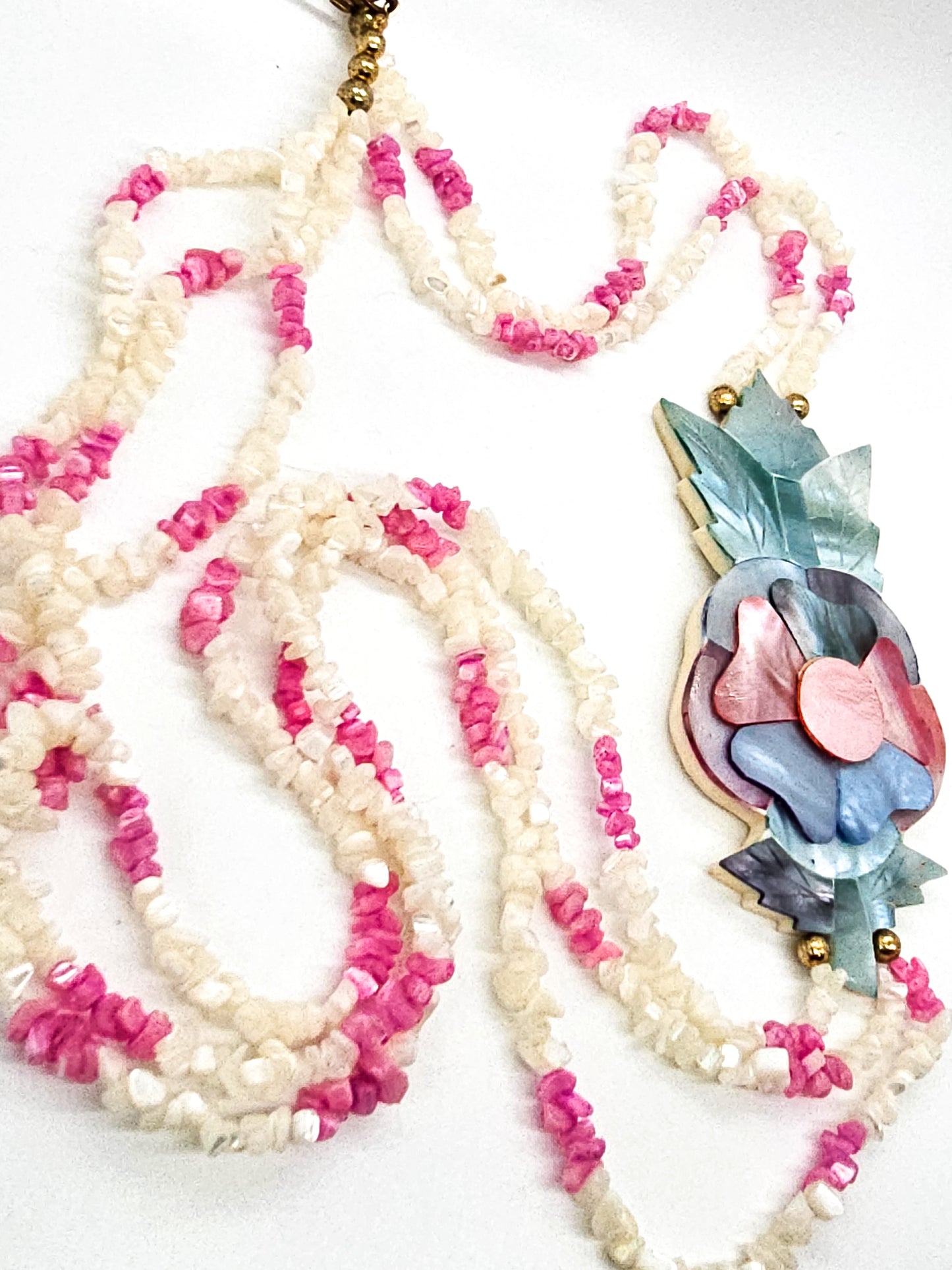 Pink and blue Mother of Pearl MOP multistrand vintage necklace Philippines