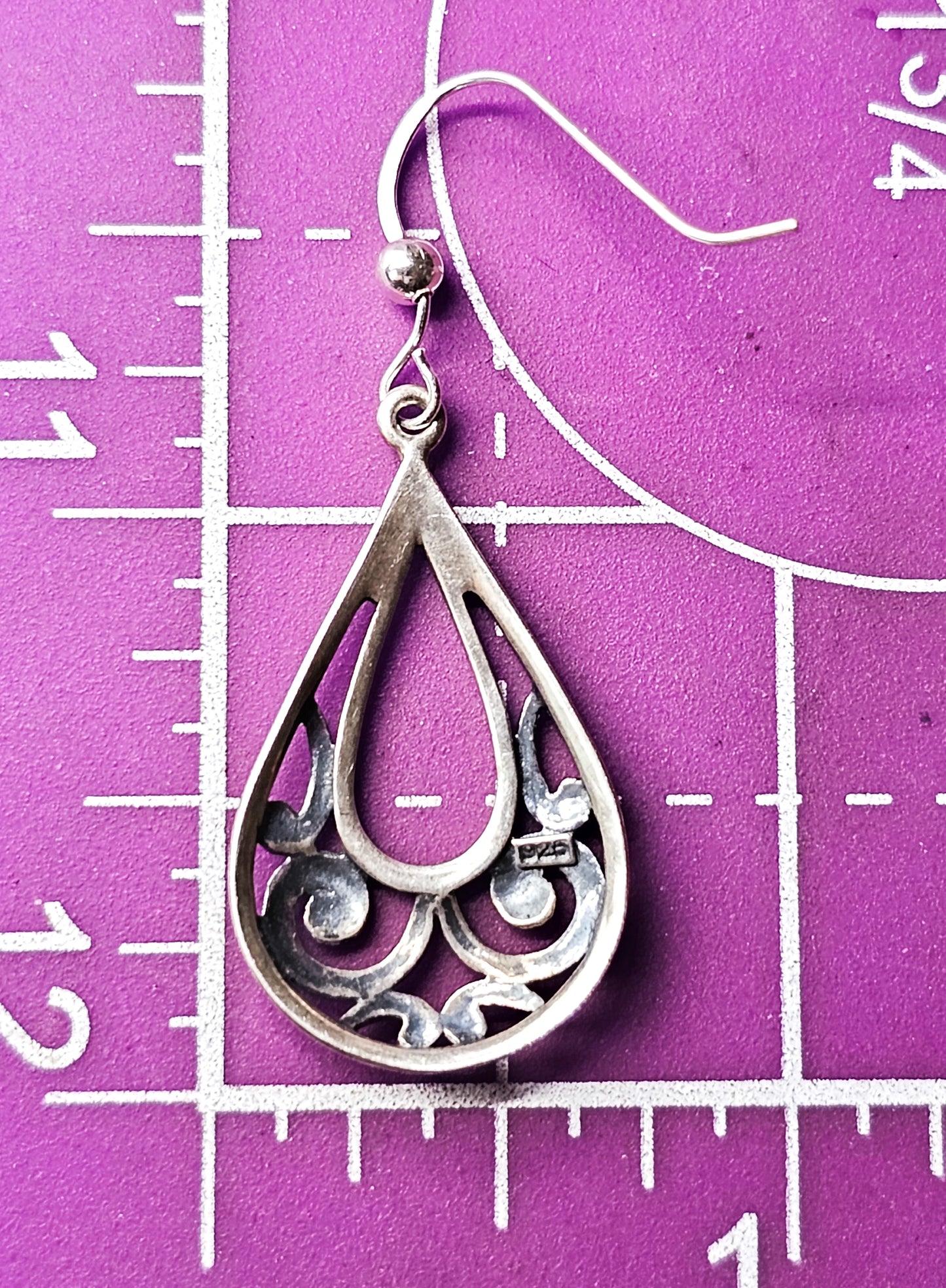 Tribal filigree open work Bali Balinese style vintage sterling silver earrings